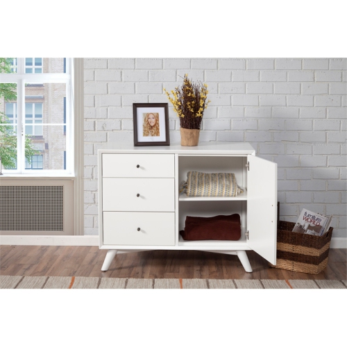 Alpine Furniture Flynn Wood Accent Cabinet in White