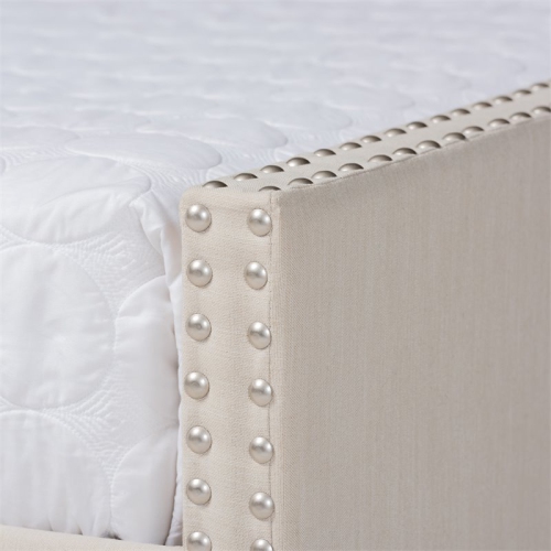 Baxton Studio Haylie Beige Upholstered Full Size Daybed with Trundle