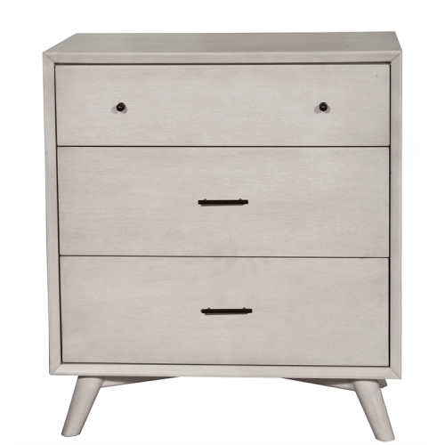 Alpine Furniture Flynn Mid Century Modern Wood 3 Drawer Accent Chest in Gray