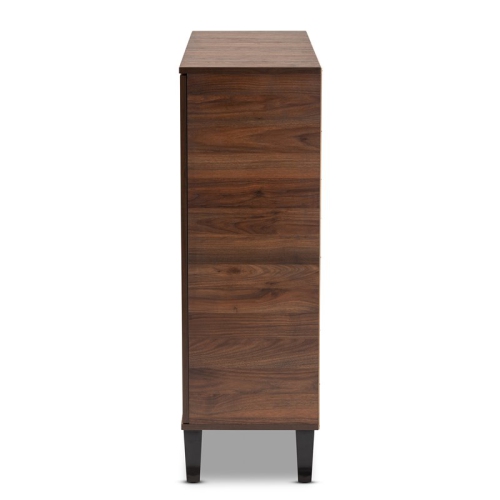Baxton Studio Two-Tone Walnut Brown and Grey Finished Wood 2-Door Shoe Cabinet