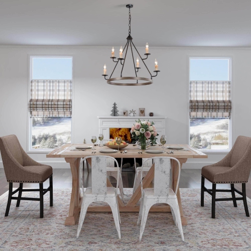 Modern 6-Light Metal Wagon Wheel Chandelier for Dining Room&nbsp;