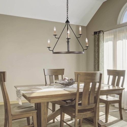 Modern 6-Light Metal Wagon Wheel Chandelier for Dining Room&nbsp;