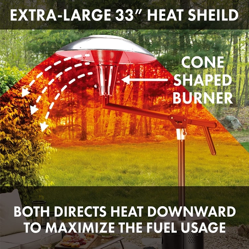 Cuisinart Perfect Position Overhead Patio Heater, Extra Large 33" Heat Shield - COH-400