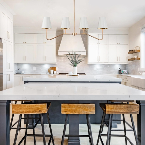 Modern 4-Light Gold Chandelier Linear Island Lighting with Fabric Shades