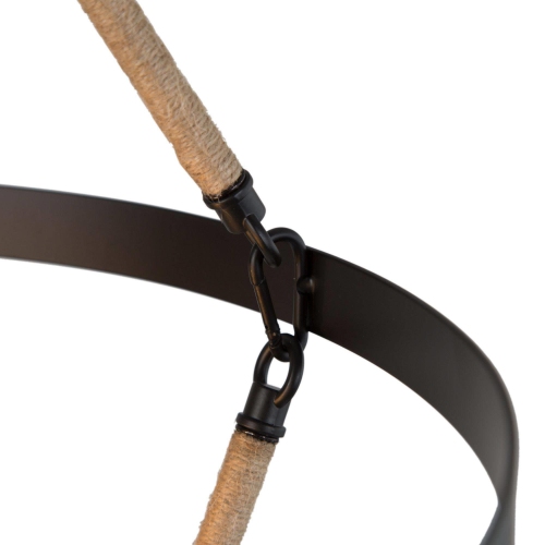 Lustre industriel champêtre à 4 lumières en forme de roue de chariot avec corde de chanvre