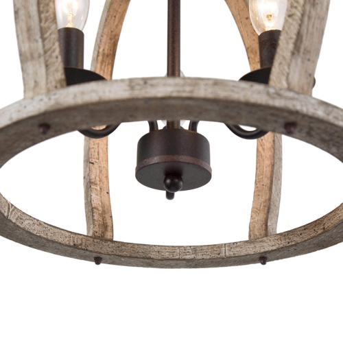 Modern Farmhouse 3-Light Antique Wood Cage Chandelier Lantern Globe Pendant Lights