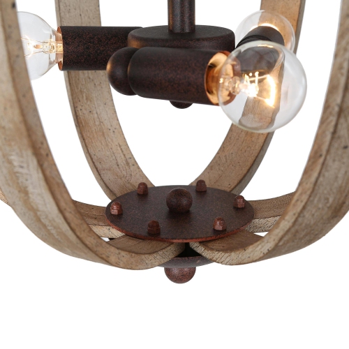 Farmhouse 3-Light Distressed Wood Rustic Chandelier for Dining Room 