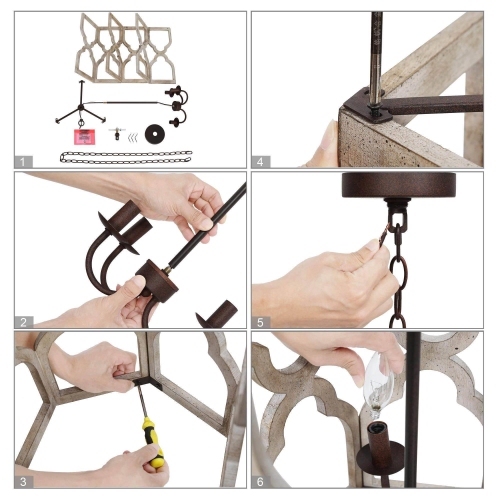 Modern Farmhouse 3-Light Cylinder Wood Chandelier for Dining Room