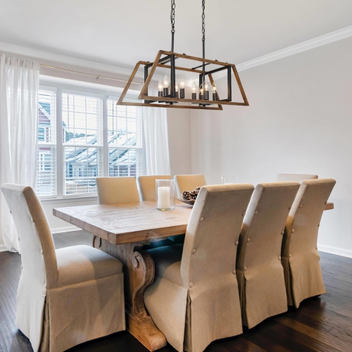 Modern Farmhouse 8-Light 30" Geometric Chandelier Faux Wood Island Lights