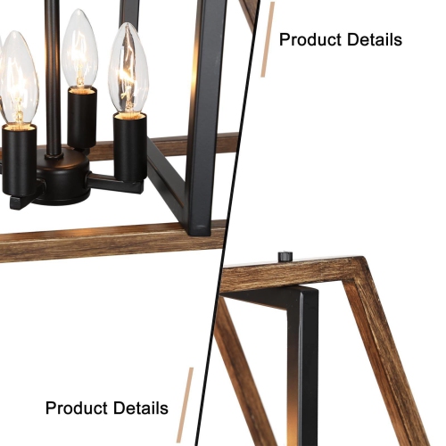 Modern Farmhouse 8-Light 30" Geometric Chandelier Faux Wood Island Lights