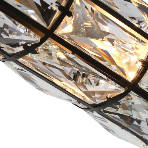 Modern Glam 4-Light Black Crystal Linear Chandelier Island Pendant Lights