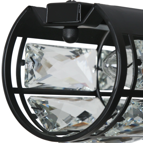Modern Glam 4-Light Black Crystal Linear Chandelier Island Pendant Lights