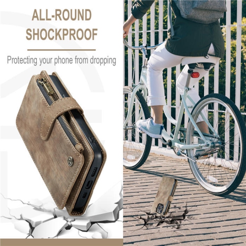 CaseMe Étui portefeuille cuir synthétique de qualité supérieure fait à la main emplacements pour cartes fermeture magnétique poche zippée béquille et