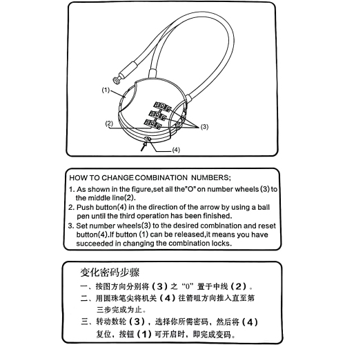 3 Digit Combination Lock Waterproof Padlock Resettable Luggage Locks