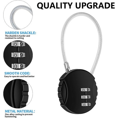 3 Digit Combination Lock Waterproof Padlock Resettable Luggage Locks