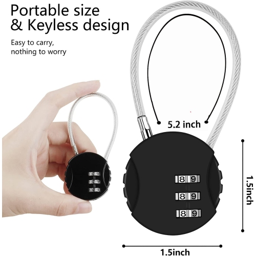 3 Digit Combination Lock Waterproof Padlock Resettable Luggage Locks