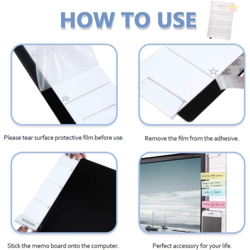 Multifunction Clear Computer Monitor Memo Boards, Set of 2 Acrylic Screen Message Pad Side Panel Phone Holder, Utility Organizer for Office Desktop,