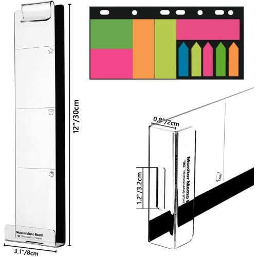 thumbnail image 2 of 3-Piece Monitor Memo Board Set With Phone Holder - Side & Bottom Screen Organizers For Desktop With Sticky Notes 2 of 13