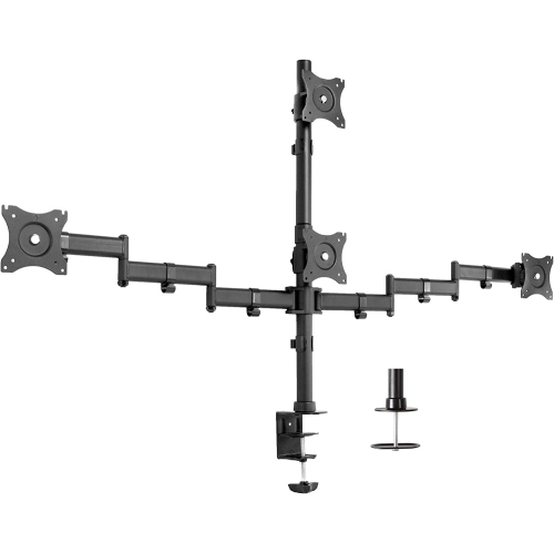 Quad LCD Monitor Heavy Duty Desk Mount 3 Plus 1 Stand, Holds 4 Screens up to 24 inches, STAND-V004Y