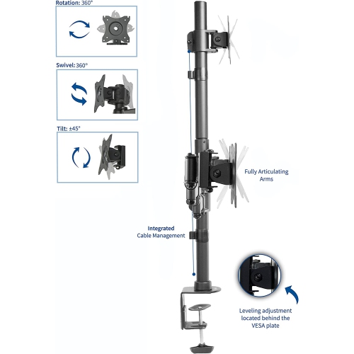 Quad LCD Monitor Heavy Duty Desk Mount 3 Plus 1 Stand, Holds 4 Screens up to 24 inches, STAND-V004Y