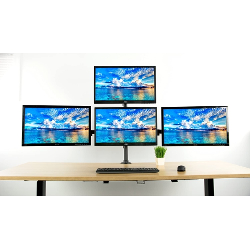 Quad LCD Monitor Heavy Duty Desk Mount 3 Plus 1 Stand, Holds 4 Screens up to 24 inches, STAND-V004Y