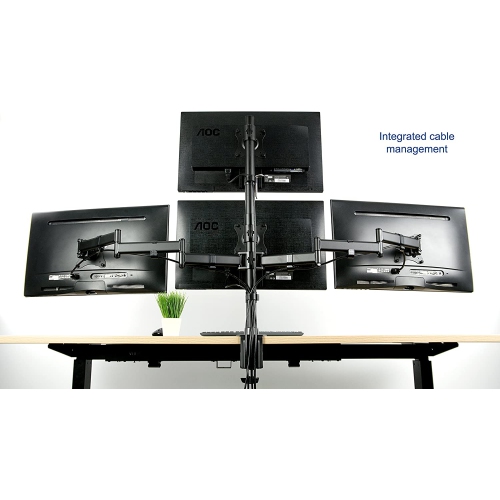 Quad LCD Monitor Heavy Duty Desk Mount 3 Plus 1 Stand, Holds 4 Screens up to 24 inches, STAND-V004Y