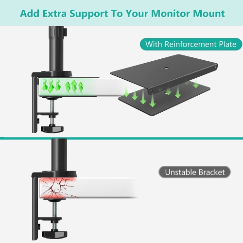 Steel Reinforcement Bracket for Thin, Glass, and Other Fragile Table Tops, Compatible with Most Monitor Mount Stand Grommet C Clamp Installation,