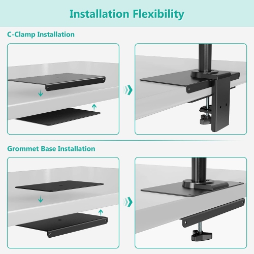 Steel Reinforcement Bracket for Thin, Glass, and Other Fragile Table Tops, Compatible with Most Monitor Mount Stand Grommet C Clamp Installation,