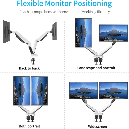 Fully Adjustable Dual Gas Spring Dual Monitors Mount Stand with 2 Swing Arms for 15'-32' Monitors Features 2 USB 3.0 Ports and Audio Port - SA-GM224U