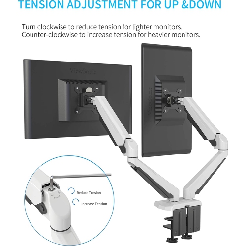 Fully Adjustable Dual Gas Spring Dual Monitors Mount Stand with 2 Swing Arms for 15'-32' Monitors Features 2 USB 3.0 Ports and Audio Port - SA-GM224U