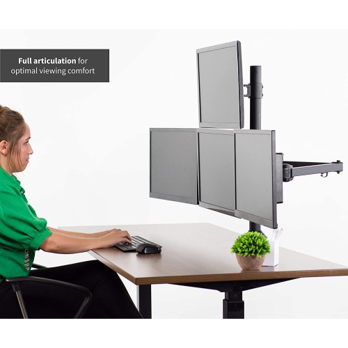 Steel Quad LED LCD Computer Monitor Heavy Duty Desk Mount, 3 Plus 1 Fully Adjustable Stand, Holds 4 Screens up to 32 inches, STAND-V104A