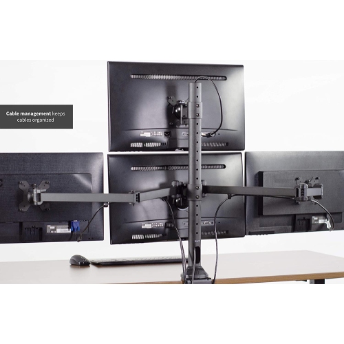 Steel Quad LED LCD Computer Monitor Heavy Duty Desk Mount, 3 Plus 1 Fully Adjustable Stand, Holds 4 Screens up to 32 inches, STAND-V104A