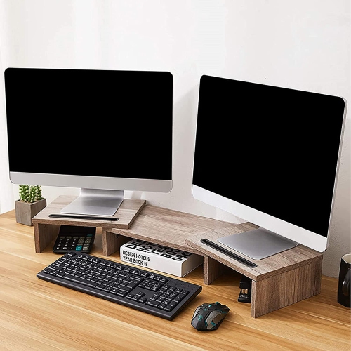 Support de moniteur avec étagère à 3 niveaux, support d'écran, table pour  ordinateur