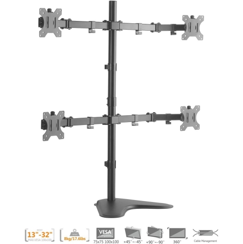 Economy Quad Free Standing Monitor Stand Mount for Monitors Up to 32 Inch