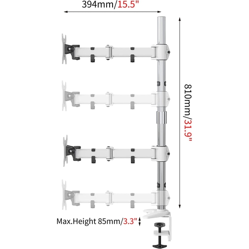 Fully Adjustable Dual Monitor Standing Mount Extra Tall 31.5' Pole with 2 Arms for Two Displays up to 32' - SA-D285