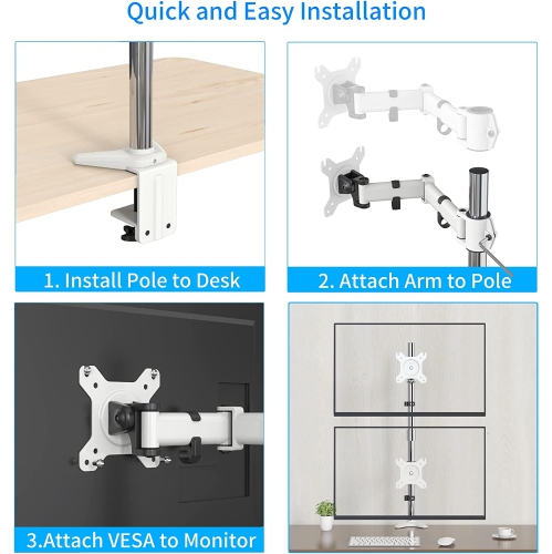 Fully Adjustable Dual Monitor Standing Mount Extra Tall 31.5' Pole with 2 Arms for Two Displays up to 32' - SA-D285