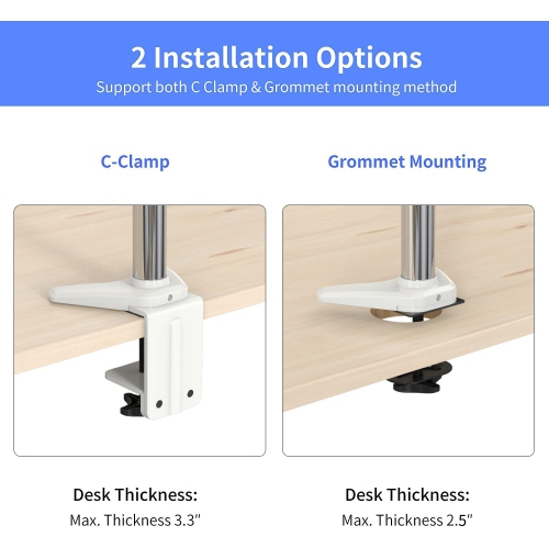 Fully Adjustable Dual Monitor Standing Mount Extra Tall 31.5' Pole with 2 Arms for Two Displays up to 32' - SA-D285