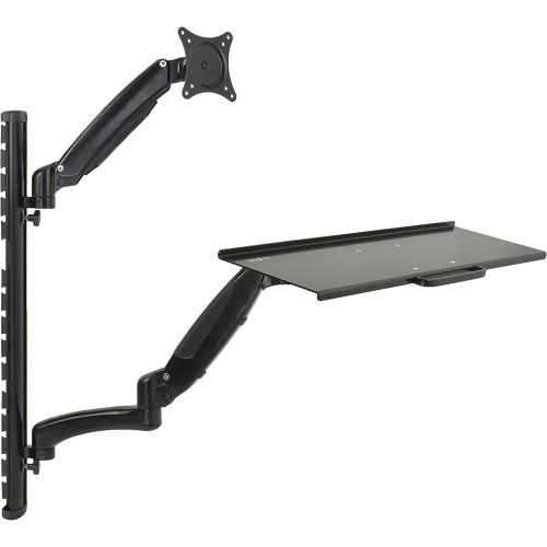 DOLAER  Sit-Stand Wall Mount Counterbalance Height Adjustable Monitor And Keyboard Workstation for Screens Up to 27 Inches Stand-Sit1K In Black