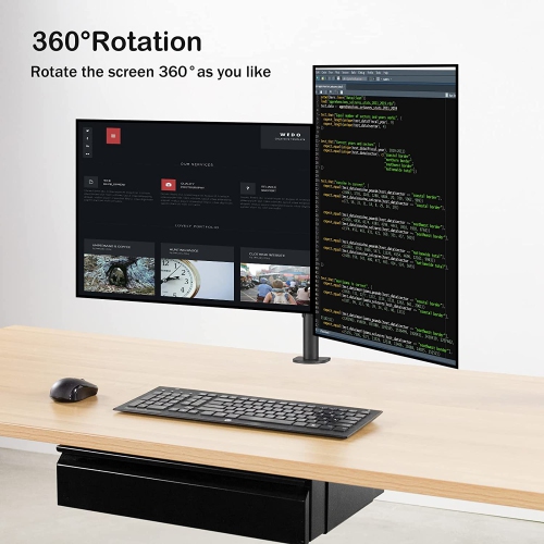 Bracwiser Dual Fully Adjustable Monitor Arm Stand Mount Fits Two Screen 13-27 inch 22lbs for Monitor Computer Screen 13 15 17 19 20 22 23 24 26 27