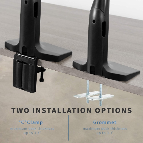 Aluminum Mount Fits up to 49 inch Ultrawide Monitor, Single Articulating Pneumatic Arm, Clamp-on Desk Stand, Fits 1 Screen with Max VESA 200x100,