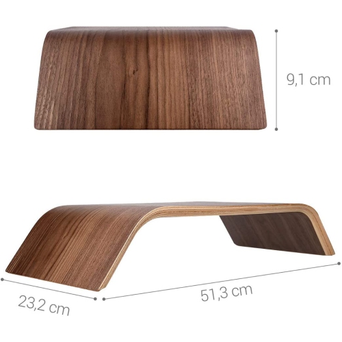 Wood Monitor Stand Riser - Computer Desk Holder Desktop Dock Wooden Mount Display for PC TV Screen Notebook Laptop - Walnut