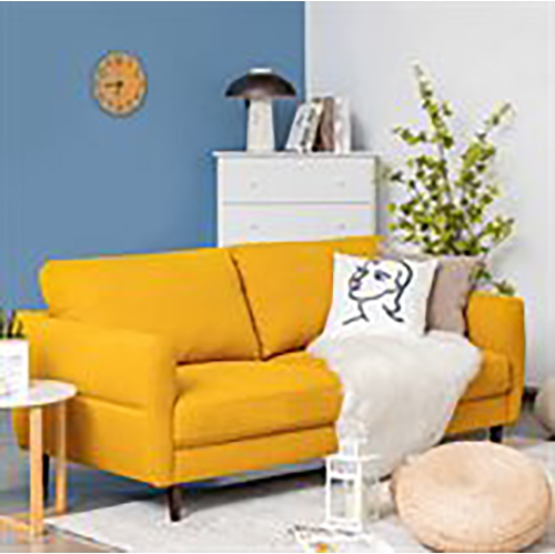 Gymax 72'' Fabric Sofa Couch Living Room Small Apartment Furniture w/ Wood Legs Yellow