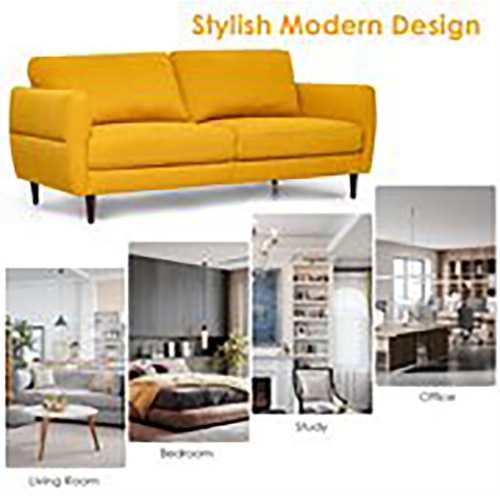 Gymax 72'' Fabric Sofa Couch Living Room Small Apartment Furniture w/ Wood Legs Yellow