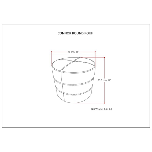 Trent Home Boho Round Pouf in Distressed Black Genuine Leather