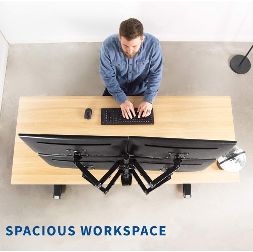 Full Motion Aluminum 17 to 32 inch Quad Monitor Desk Mount Stand with Articulating Arm Joints, Fits 4 Screens, Max VESA 100x100, STAND-V104Y