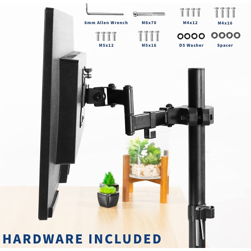 Steel Universal Full Motion Pole Mount Monitor Arm with Removable 75mm and 100mm VESA Plate, Fits 17 to 32 inch Screens, Black, MOUNT-POLE01A