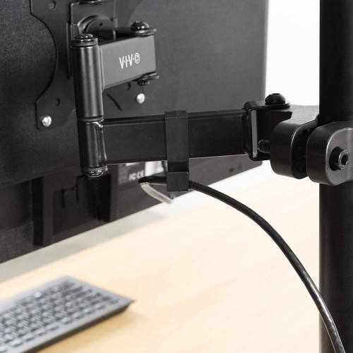 Steel Universal Full Motion Pole Mount Monitor Arm with Removable 75mm and 100mm VESA Plate, Fits 17 to 32 inch Screens, Black, MOUNT-POLE01A