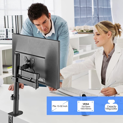 Bracwiser Single Fully Adjustable Monitor Arm Stand Mount Fits One Screen 13-32 inch 22lbs for Monitor Computer Screen 13 15 17 19 20 22 23 24 26 27