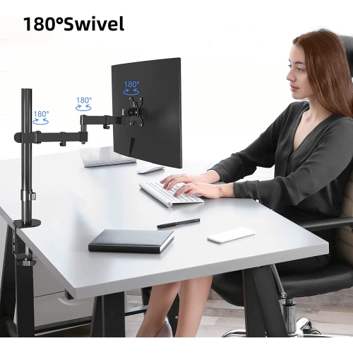 Bracwiser Single Fully Adjustable Monitor Arm Stand Mount Fits One Screen 13-32 inch 22lbs for Monitor Computer Screen 13 15 17 19 20 22 23 24 26 27