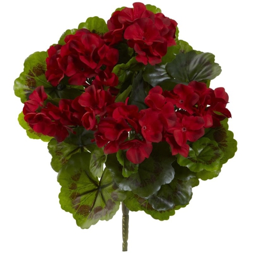 NEARLY NATURAL  Indoor/outdoor Geranium Artificial Bush In (Set Of 4) In Red